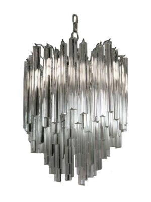 Murano Lysekrone - 92 prismer - Klar Krom blank