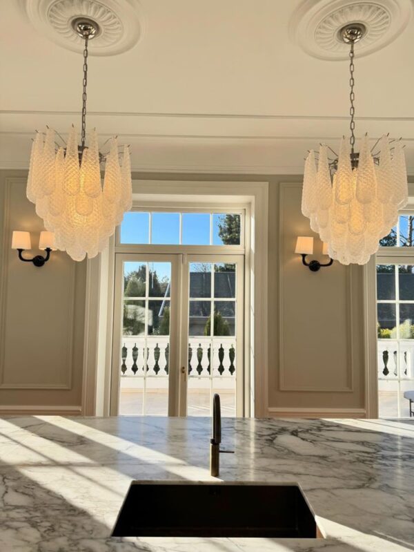 Murano Lysekrone - Dråbe - Klar - 41 glasblade Krom patineret