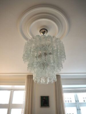 Murano Lysekrone - Klar - Struktureret - 52 tuber Krom blank