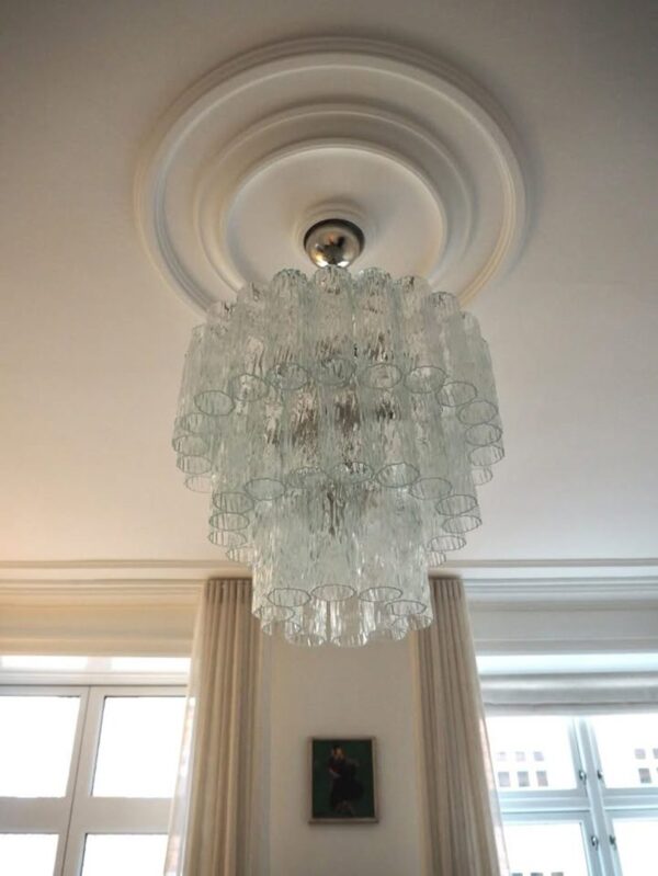 Murano Lysekrone - Klar - Struktureret - 52 tuber Krom blank Murano Lysekrone - Klar - Struktureret - 52 tuber Krom blank