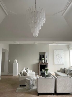 Murano Lysekrone - Kogle - 52 glasblade - Klar Krom blank