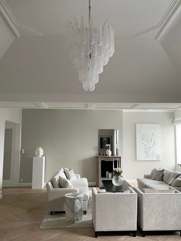 Murano Lysekrone - Kogle - 52 glasblade - Klar Krom blank Murano Lysekrone - Kogle - 52 glasblade - Klar Krom blank