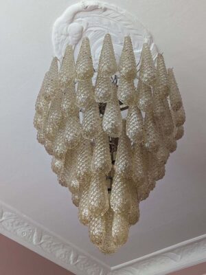 Murano Lysekrone - Kogle - 75 glasblade - Rav Krom blank