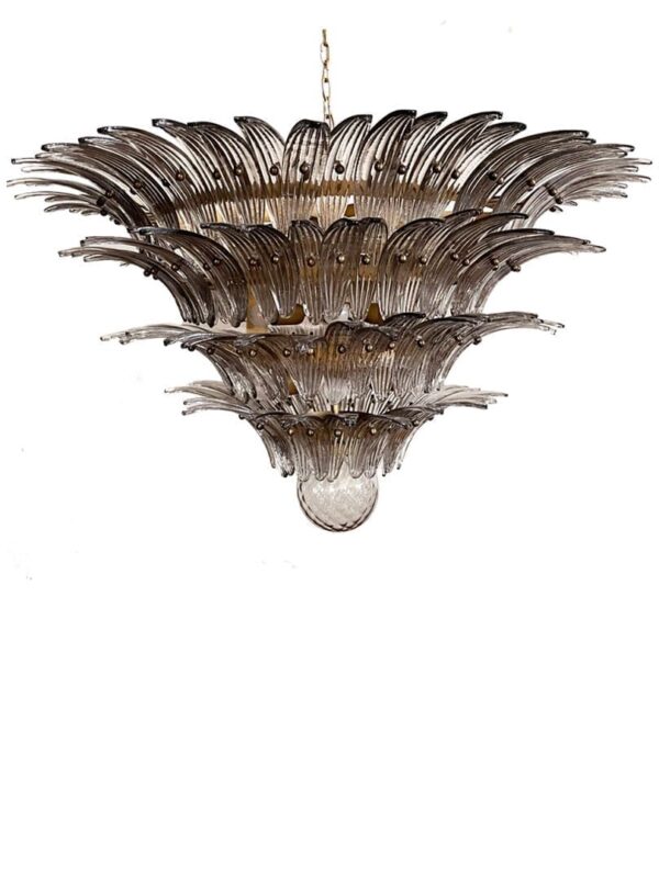 Murano Lysekrone - Palmette - 163 glas - Røgfarvet Mat guld uden patinering