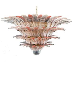 Murano Lysekrone - Palmette - 163 glas Rosa/Klar Mat guld patineret