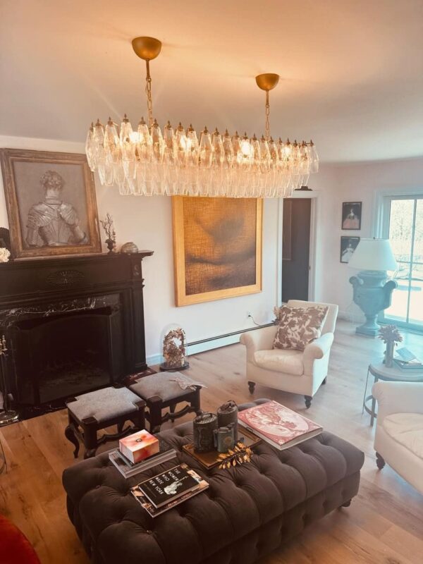 Murano Lysekrone - Poliedri - 138 glas - Klar Mat guld uden patinering