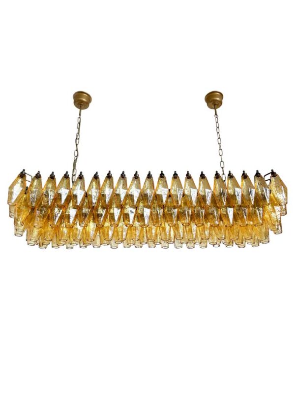 Murano Lysekrone - Poliedri - 138 glas - Rav Mat guld uden patinering