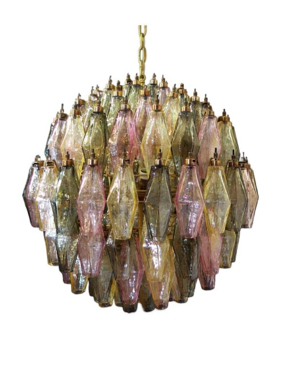 Murano Lysekrone - Poliedri - 140 glas - Multi Mat guld uden patinering