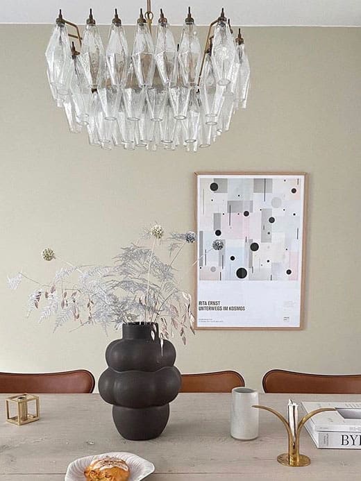 Murano Lysekrone - Poliedri - 56 glas - Klar Mat guld patineret