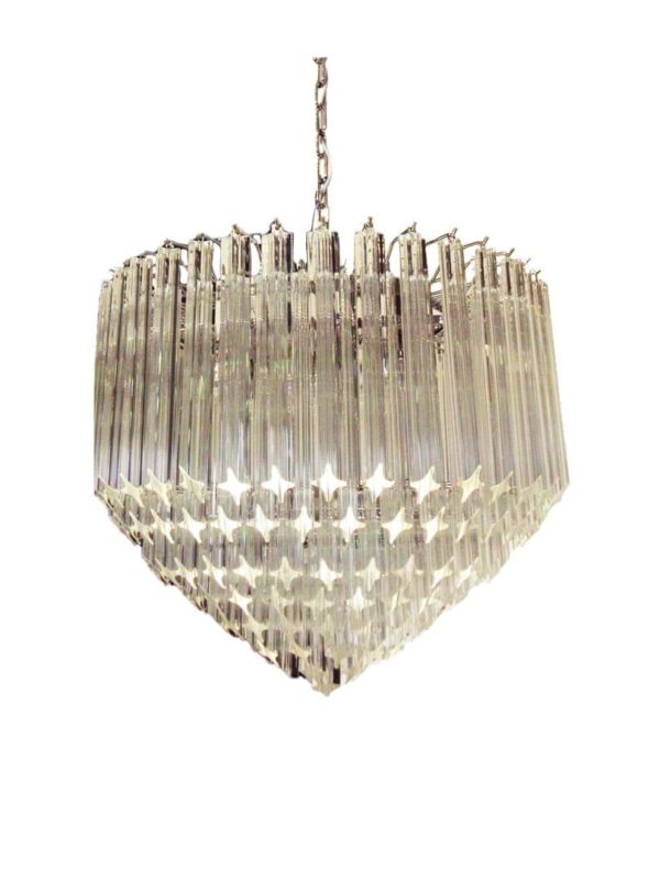 Murano Lysekrone - Spids - 163 prismer - Klar Krom patineret