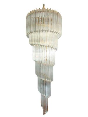 Murano Lysekrone - Spiral - 166 prismer - Klar Krom patineret