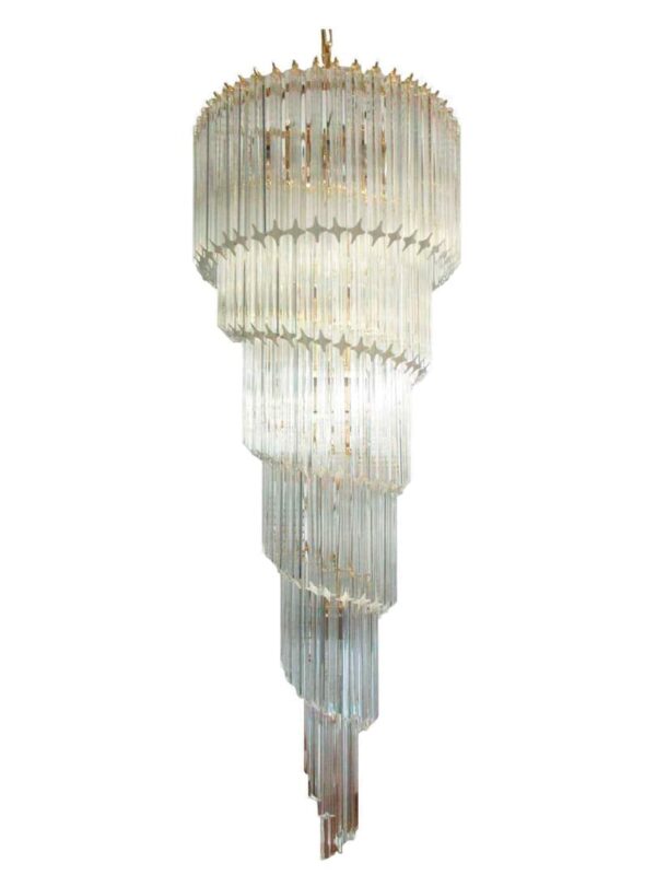 Murano Lysekrone - Spiral - 166 prismer - Klar Krom patineret