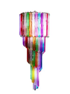 Murano Lysekrone - Spiral - 86 prismer - Multi Krom patineret