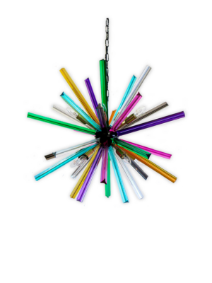 Murano Lysekrone - Sputnik - 30 prismer - Multi Krom patineret