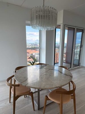 Murano Lysekrone - Triedri Rund - 163 prismer - Klar Krom blank