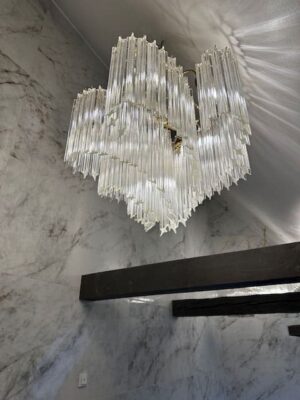 Murano Lysekrone - Viennetta - Klar Krom patineret