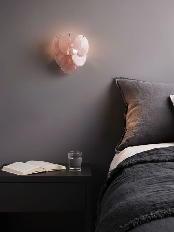 Murano - Væglampe - Disk - Alabaster Rosa Krom patineret