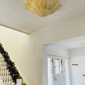 Murano loftslampe - Barovier - Gul Mat guld patineret