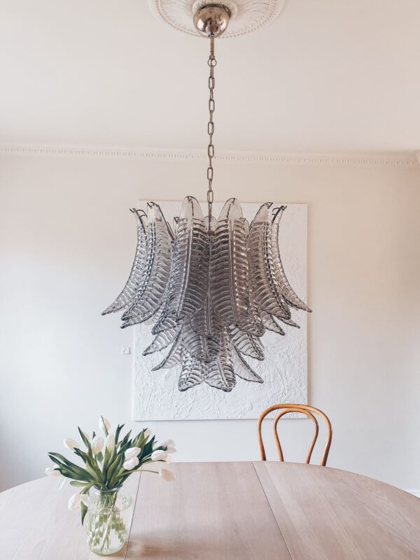 Murano lysekrone - 36 glasblade - Røgfarvet Krom patineret Murano lysekrone - 36 glasblade - Røgfarvet Krom patineret