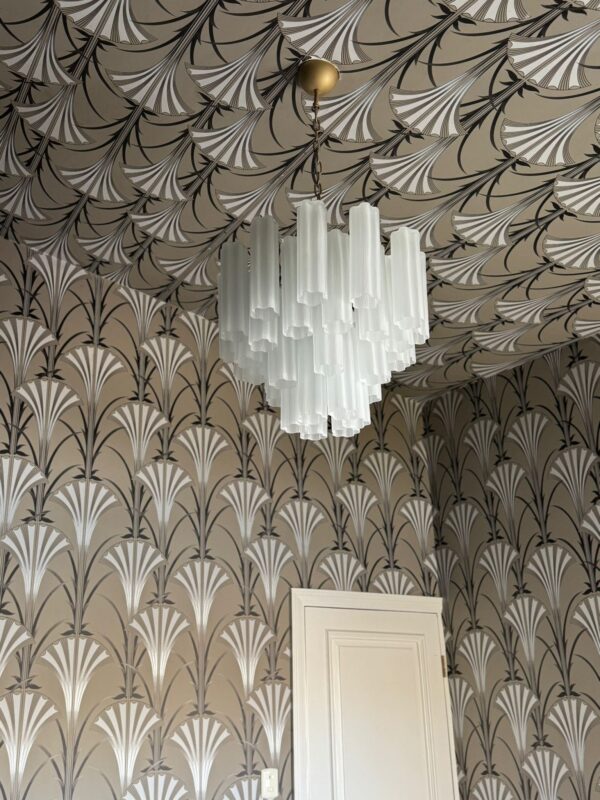 Murano lysekrone - 36 tuber - Mat hvid Krom patineret