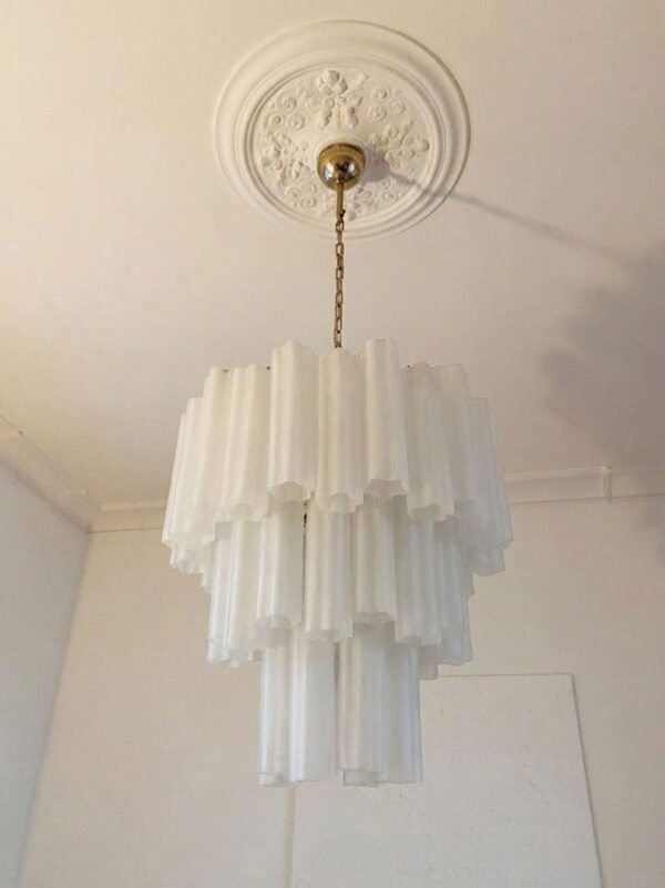 Murano lysekrone - 48 tuber - mat hvid Krom blank