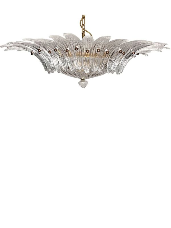 Murano lysekrone - Palmette - 36 Glas - Klar Mat guld uden patinering Murano lysekrone - Palmette - 36 Glas - Klar Mat guld uden patinering