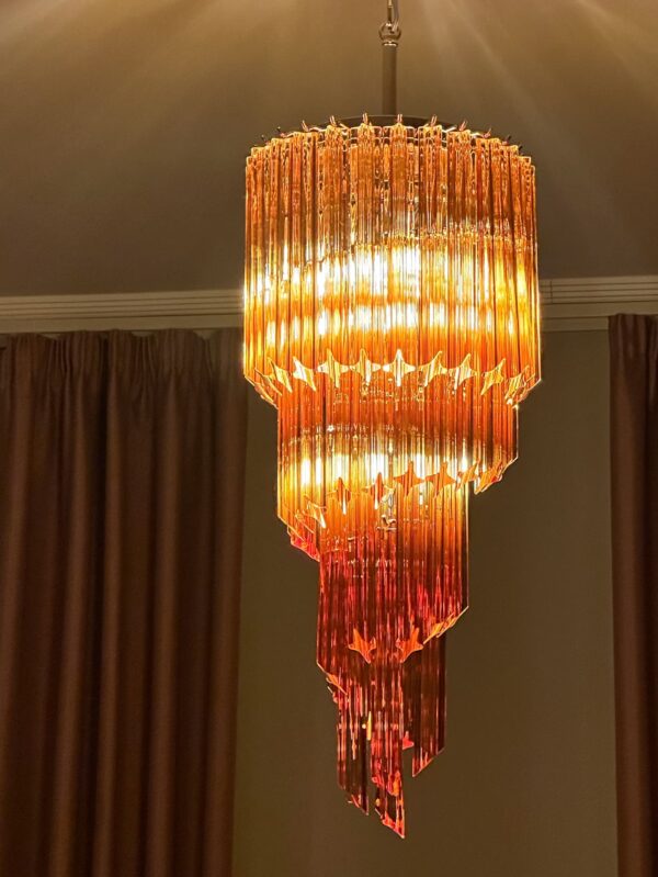 Murano lysekrone - Spiral - 54 prismer - Rav Krom patineret