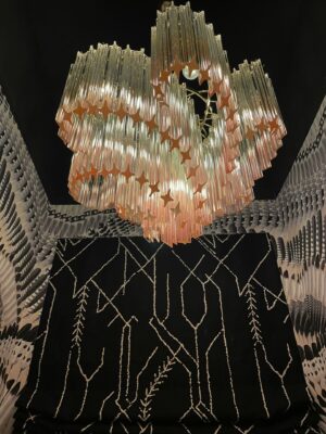 Murano lysekrone - Viennetta - 114 prismer - Rosa Krom patineret