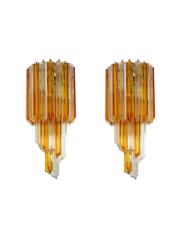 Murano væglampe - Quadriedri - Rav/Klar Krom blank