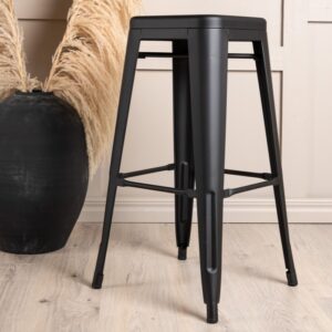 Nerro - 4 Barstole i sort metal