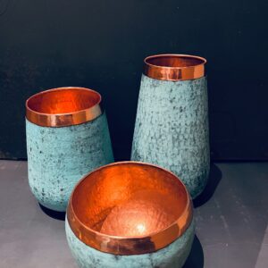Oxideret kobbervase set
