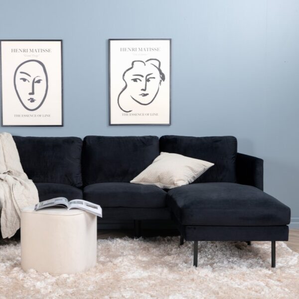 Polar - Sofa i U-form med sort fløjl Polar - Sofa i U-form med sort fløjl