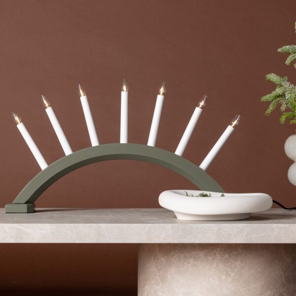 Rialto - Bordlampe i grønt træ med 7 Led-pærer