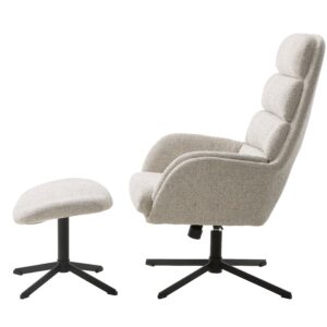 Sifton Lænestol med Fodskammel, Offwhite Melange, 69x76,5x107 cm