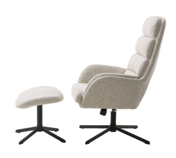 Sifton Lænestol med Fodskammel, Offwhite Melange, 69x76,5x107 cm