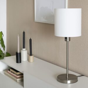 Taylor - bordlampe i stål og hvidt stof