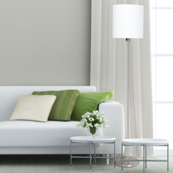 Taylor - gulvlampe i stål og hvidt stof