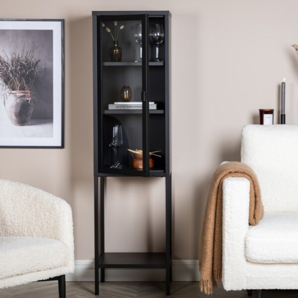 Zentra - Vitrineskab i sort metal, 40,5 x 150 cm. Zentra - Vitrineskab i sort metal, 40,5 x 150 cm.