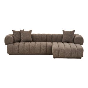 House Nordic - Aurora Loungesofa, Højrevendt, Brun med 3 Puder - 293 x 104/160 x 68 cm