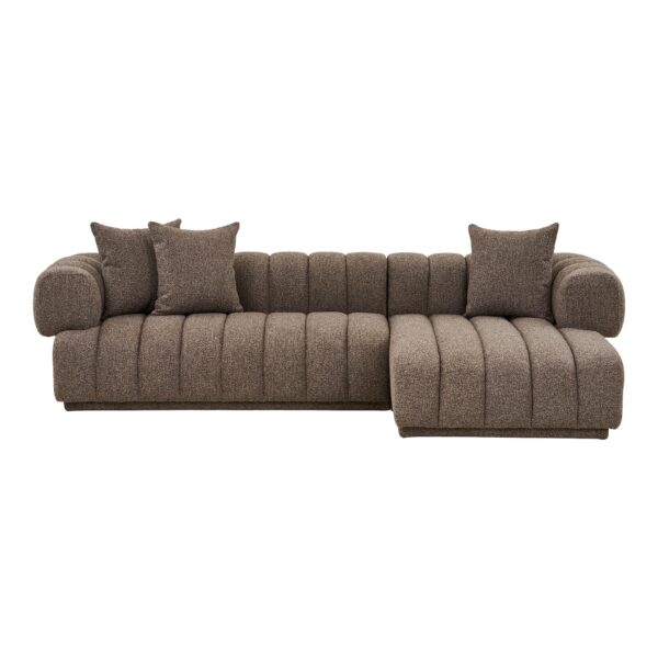 House Nordic - Aurora Loungesofa, Højrevendt, Brun med 3 Puder - 293 x 104/160 x 68 cm