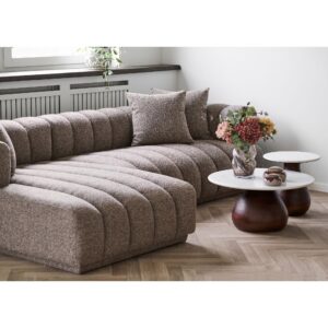 House Nordic - Aurora Loungesofa, Venstrevendt, Brun med 3 Puder - 293 x 104/160 x 68 cm