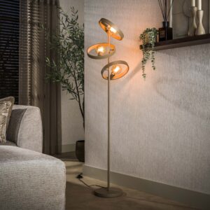 Angulo - Gulvlampe med tre skærme, beige metal Levering uden pære