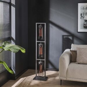 Big-Smoke - Gulvlampe i røgfarvet glas og kobber, højde 158 cm. Levering uden pære