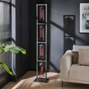 Big-Smoke - Gulvlampe i røgfarvet glas og kobber, højde 190 cm. Levering uden pære