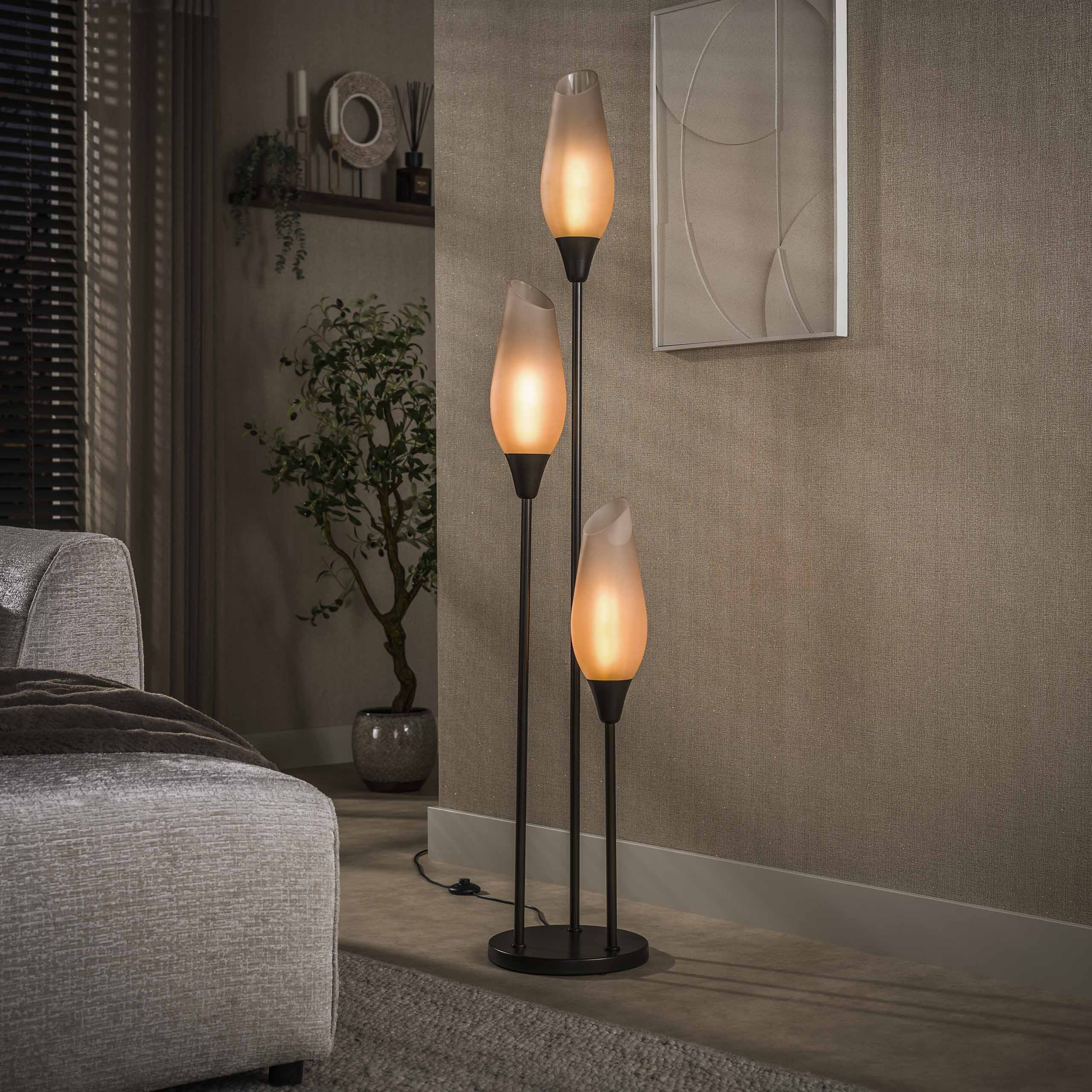Kubo - Gulvlampe med frostede brune glasskærme, højde 168 cm Levering uden pære 1 Kubo - Gulvlampe med frostede brune glasskærme, højde 168 cm Levering uden pære