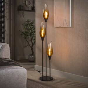 Kubo - Gulvlampe med tre brun farvede glasskærme, højde 168 cm Levering uden pære