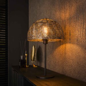 Moorea - Bordlampe i en brændt håndlavet sort-brun metal Levering uden pære