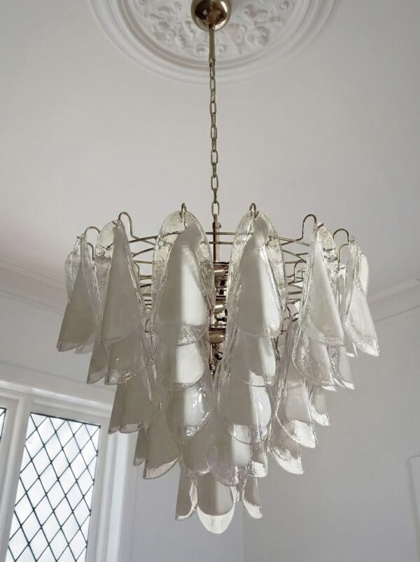 Murano lysekrone 57 rondini lattimo Krom patineret