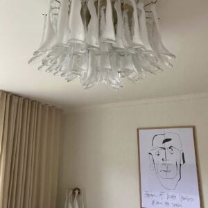 Murano Loftslampe - 64 Kronblade - Klar Krom blank