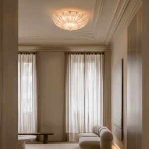 Murano Loftslampe - Blomst - Klar Mat guld uden patinering